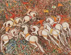 Magdalena Rădulescu, Marea Cavalcadă, 1973, ulei pe pânză