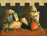 Le Combat by Georges Mazilu, acrilic pe pânză, offered Jun 2023
