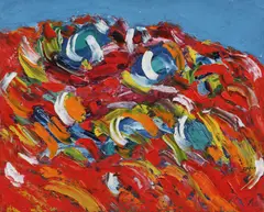 Cicliști by Ion Mirea, ulei pe carton, sold Jun 2023