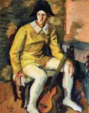 Iosif Iser, Arlechin cu chitară, 1939, guașă vernisată pe carton