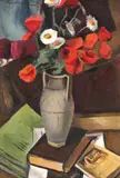 Tache Papatriandafil, Natură statică cu maci și cărți, 1930, ulei pe carton
