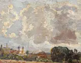 Spre Mănăstirea Trivale by Rudolf Schweitzer–Cumpăna, 1926, ulei pe carton, offered Jun 2023