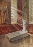 Constantin Iotzu, Proiect pentru realizarea monumentului funerar al Regelui Carol I, 1915, acuarelă și accente de guașă pe carton