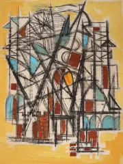 Nicolae Iorga, Cibinium, 1969, tempera și cărbune pe carton