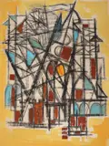 Nicolae Iorga, Cibinium, 1969, tempera și cărbune pe carton