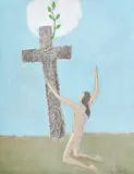 Speranța by Constantin Piliuță, ulei și creion pe placaj, sold May 2023