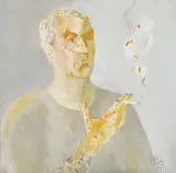 Autoportret cu țigară by Constantin Piliuță, 1984, ulei pe pânză, sold May 2023