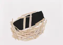 Site Sketch no. 74 by Tadashi Kawamata, 2016, lemn și guașă pe hârtie lipită pe carton, sold May 2023