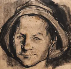 Miner by Corneliu Baba, cărbune și tuș pe hârtie, sold May 2023