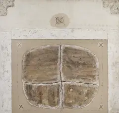 Schiță pentru pâine by Sorin Dumitrescu, 1976, ulei, paie tocate, uscate la soare, argilă nearsă, fibre vegetale pe pânză, offered May 2023