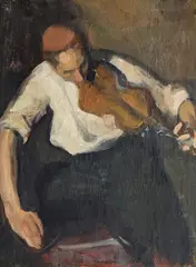 Corneliu Baba, Studii de vioară (Yehudi Menuhin), ulei pe pânză