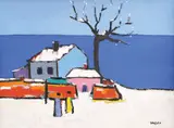 Ion Mirea, Iarnă la malul mării, ulei pe pânză