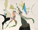 Jules Perahim, Adiere de primăvară (L’Envol Printanier), 1975, ulei și acrilic pe pânză