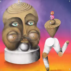 Kero, Untitled (Jupiter și Chiron), 2023, acrilic, vantablack și pilitură de aur pe pânză
