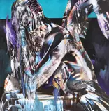 Liviu Mihai, Fluid, 2022, acrilic și digital print pe pânză