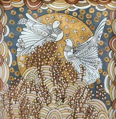 Cela Neamţu, Noapte de mai, 1984, tempera pe sticlă