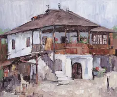 Mihai Cismaru, Casă muntenească, 1996, ulei pe pânză