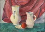 Daniel Crăciun, Vase albe, 1986, ulei pe carton
