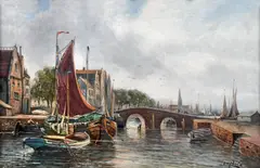 Karl Kaufmann, Canal din Amsterdam, ulei pe pânză
