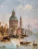Karl Kaufmann, Port la Napoli, cu Vezuviul pe fundal, ulei pe lemn