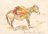 Pregătit de drum by Rudolf Schweitzer–Cumpăna, acuarelă și creion pe hârtie, sold Apr 2023