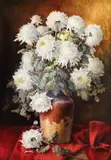 Elena Müller-Stăncescu, Crizanteme albe, ulei pe carton