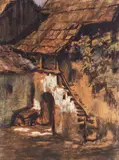 Richard Canisius, Casa părintească, tuș și guașă pe hârtie lipită pe carton