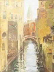 Ponte dei Sospiri by Nicolae Blei, ulei pe pânză, sold Apr 2023