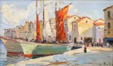 Rudolf Négely, Portul Spalato, ulei pe pânză lipită pe carton