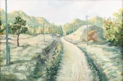 Pe Valea Doftanei by George Catargi, ulei pe carton, sold Apr 2023