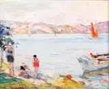 Rudolf Négely, Plajă la Nisa, ulei pe pânză