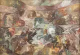 O furtună de primăvară by Petre Velicu, 1987, ulei pe carton, sold Apr 2023