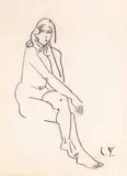 Nud by Constantin Piliuță, cărbune pe hârtie, sold Apr 2023