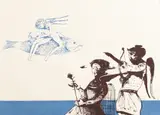 Felix Aftene, Despre zbor, 2021, serigrafie în două culori