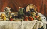 Elena Petraglu, Natură statică cu fructe și ceramică tradițională, 1953, ulei pe placaj