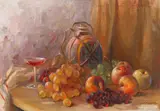 Samuel Bogdanovici, Natură statică cu fructe de toamnă, ulei pe carton