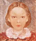 Portret de fetiță by Bob (Gheorghe) Bulgaru, ulei pe carton, offered Apr 2023