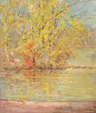 Culorile toamnei by Kimon Loghi, ulei pe carton, sold Mar 2023