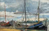 Jean Alexandru Steriadi, Bărci în portul Deauville, 1913, ulei pe pânză