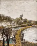 Sorin Ilfoveanu, Peisaj din Rădești, 1996, acrilic pe pânză
