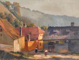 Stefan Popescu, Stradă din Șcheiu, 1919, ulei pe carton