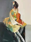 Corneliu Ionescu, Balerină în costum de Pierrot, ulei pe pânză