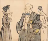 Iosif Iser, Take Ionescu între tentații (politice), acuarelă și tuș pe hârtie