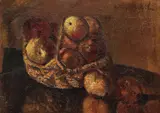 Coș cu mere by Octav Băncilă, ulei pe pânză, sold Mar 2023