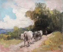 Nicolae Grigorescu, Întoarcerea de la câmp, ulei pe lemn