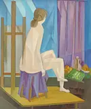 Spiru Chintilă, Nud în atelier, ulei pe carton
