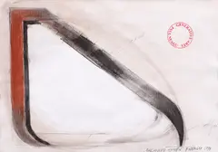 Balanced Hyphen by Paul Neagu, 1994, cărbune, guașă, pastel și creion pe hârtie, sold Feb 2023