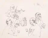 Solilocvii by Constantin Piliuță, 1998, tuș pe hârtie, sold Feb 2023