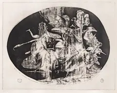 Oglinda by Ștefan Câlția, 1992, acvaforte și gravură cu acul, sold Feb 2023