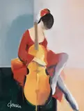 Corneliu Ionescu, Balerină în costum roșu, ulei pe pânză